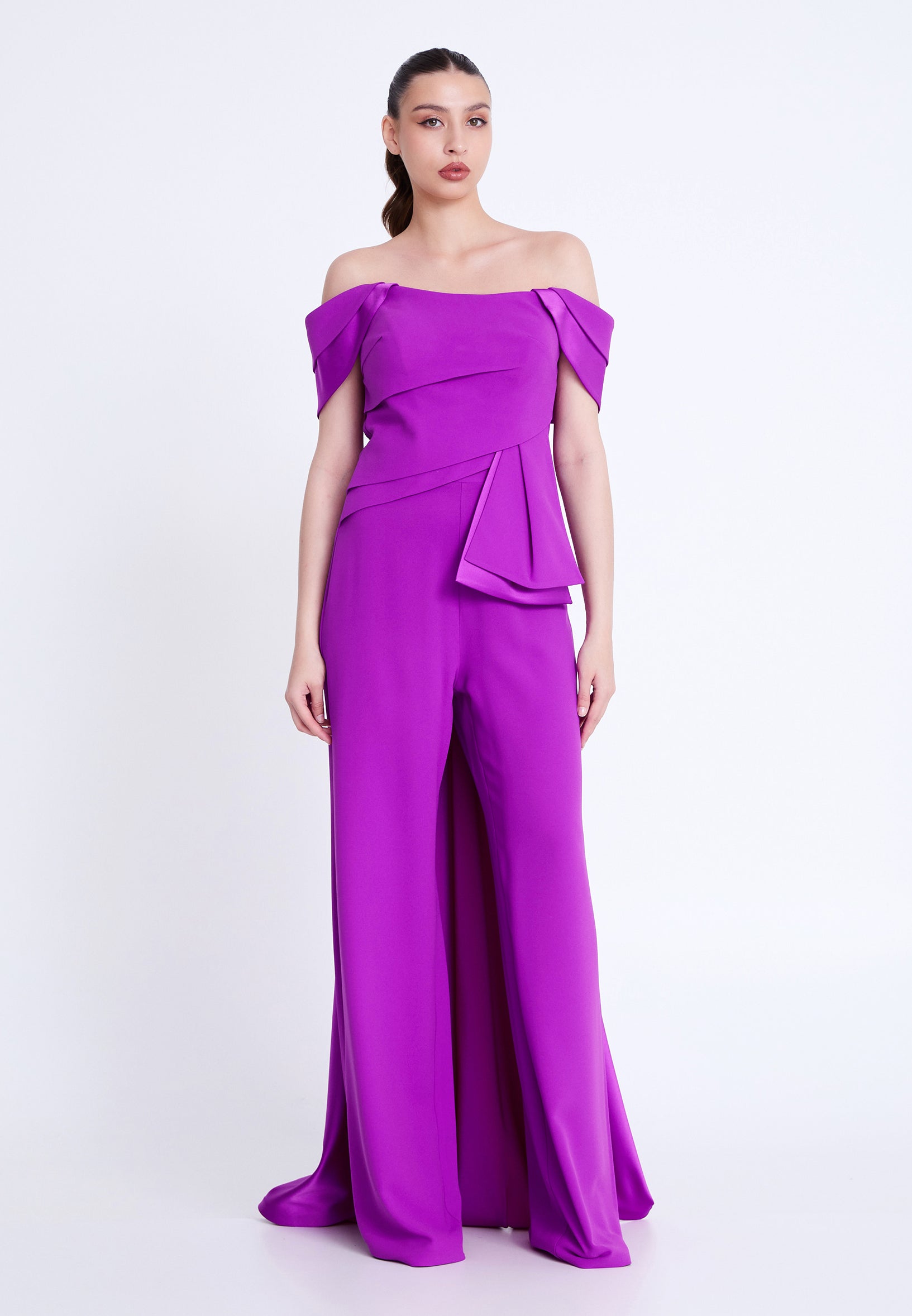 Off Shoulder Viscose Regular Fit Regular Evening Jumpsuit all4482 - Evening Jumpsuit - Istanbul Fashion Center