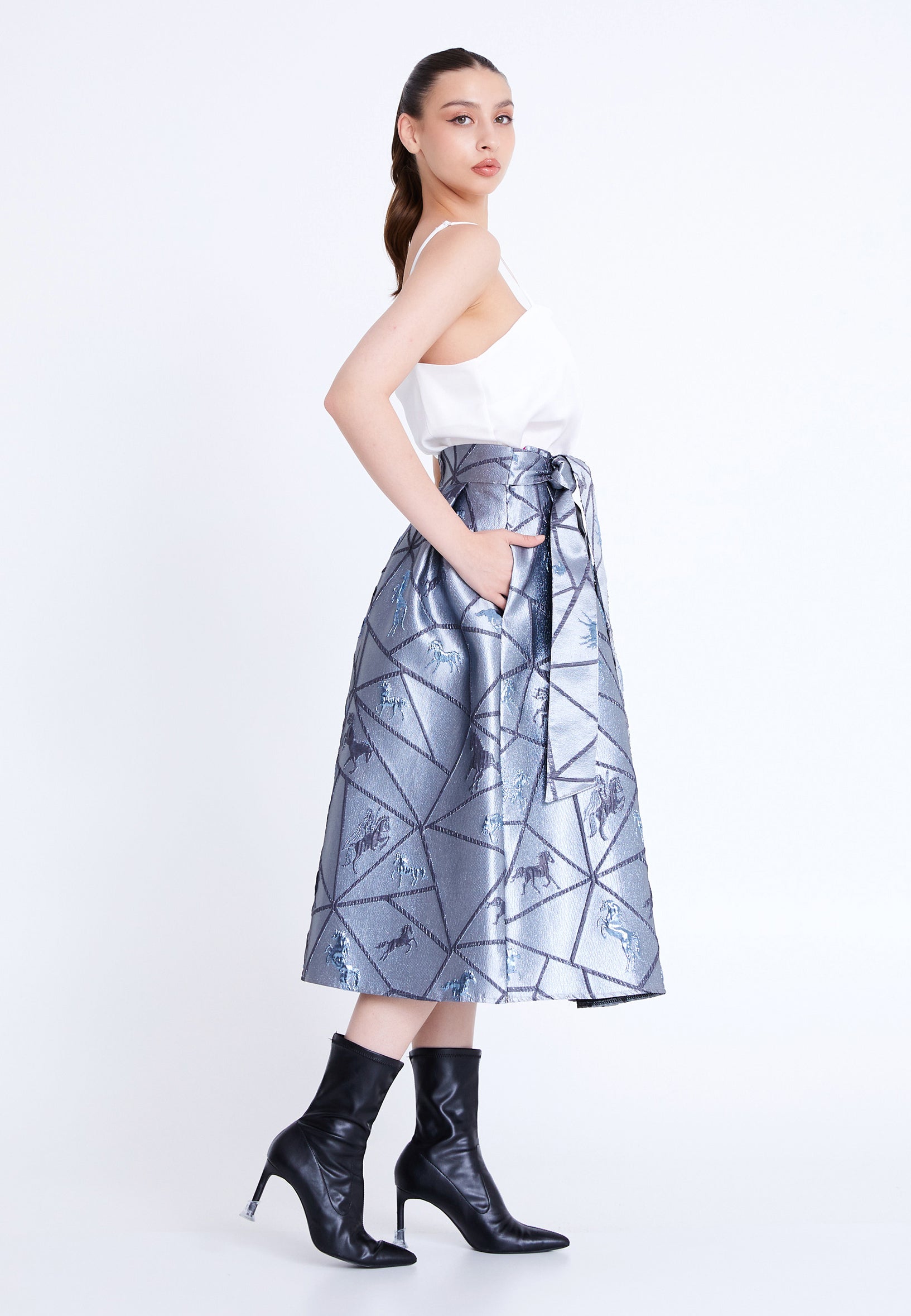 Midi Patterned Regular Skirt imz24k3057 - Skirt - Istanbul Fashion Center