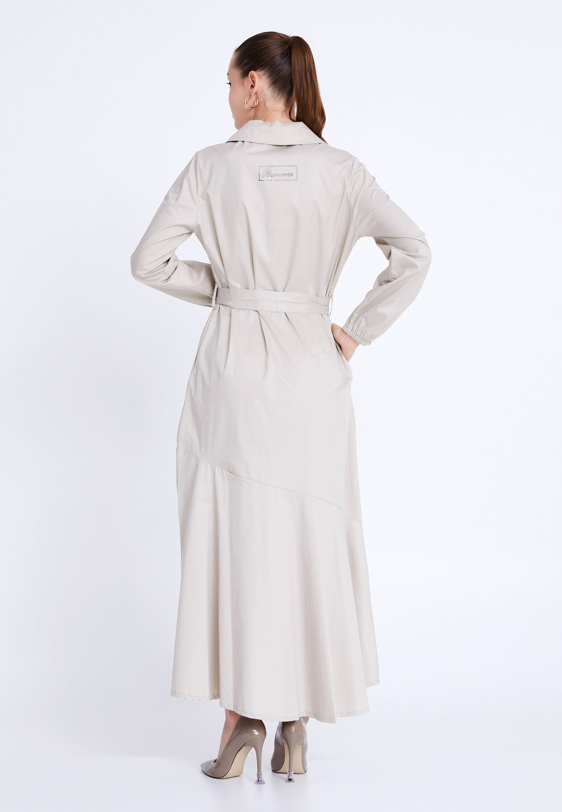 Long Sleeve Midi Polyester Column Regular Casual Dress brn25k0913