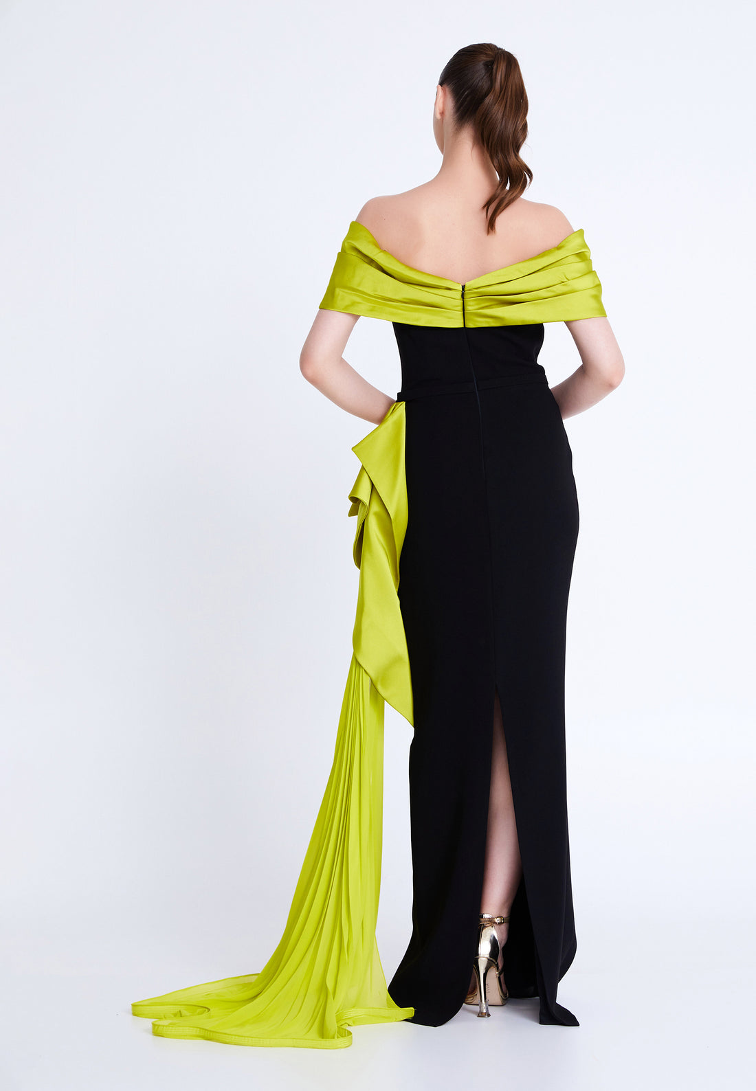 Off Shoulder Maxi Crepe Column Regular Wedding Guest Dress all4459