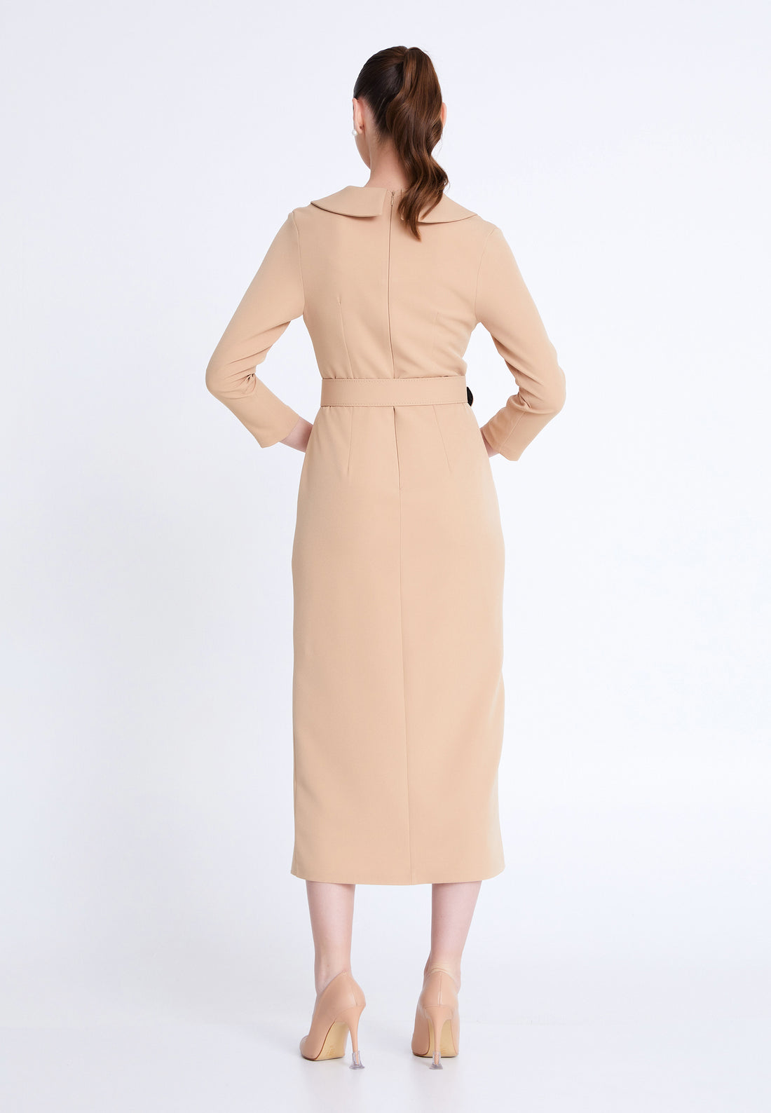 Long Sleeve Midi Viscose Column Regular Casual Dress mls40374