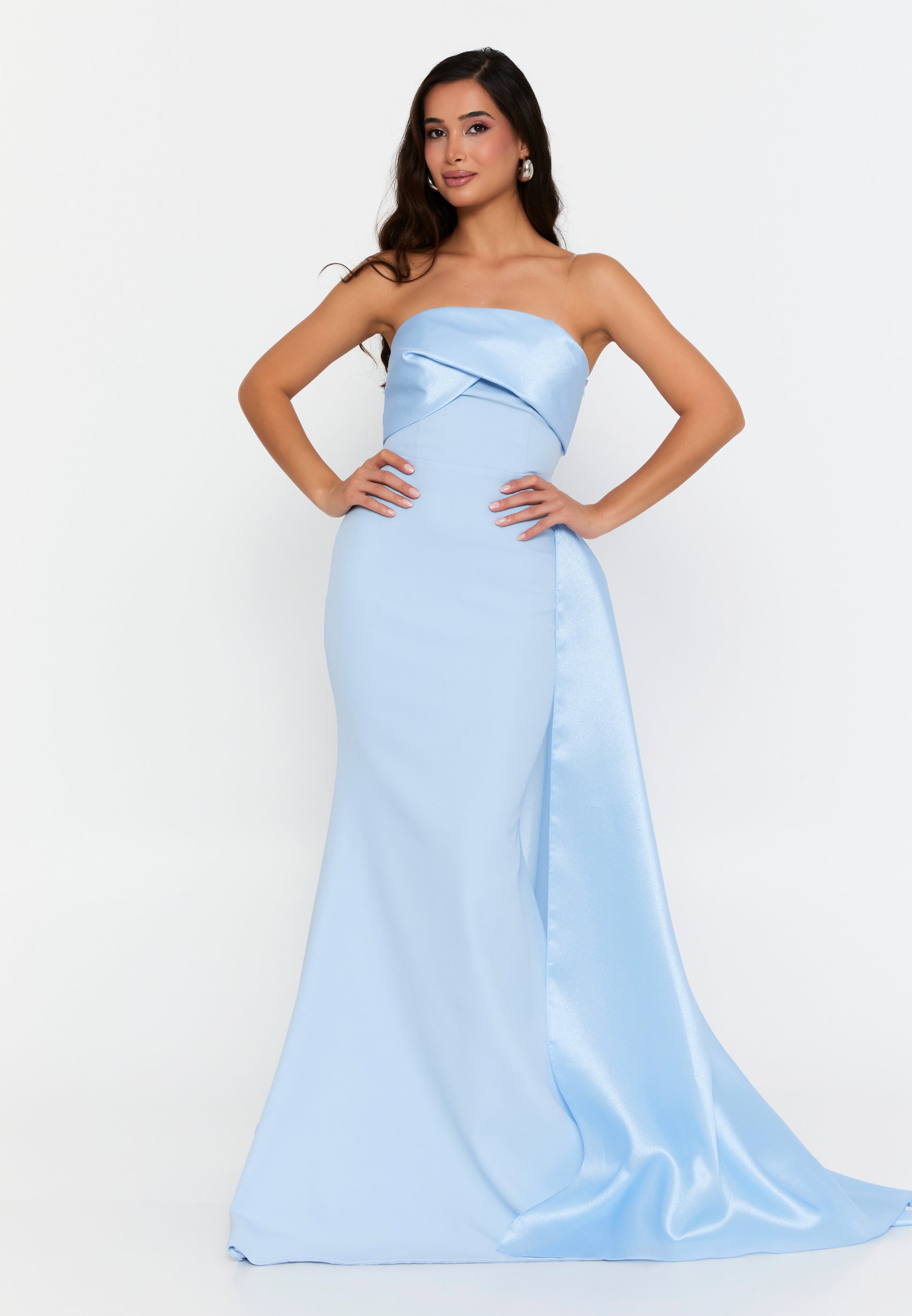 Strapless Maxi Crepe Mermaid Regular Wedding Guest Dress hot5245 - Wedding Guest Dress - Istanbul Fashion Center