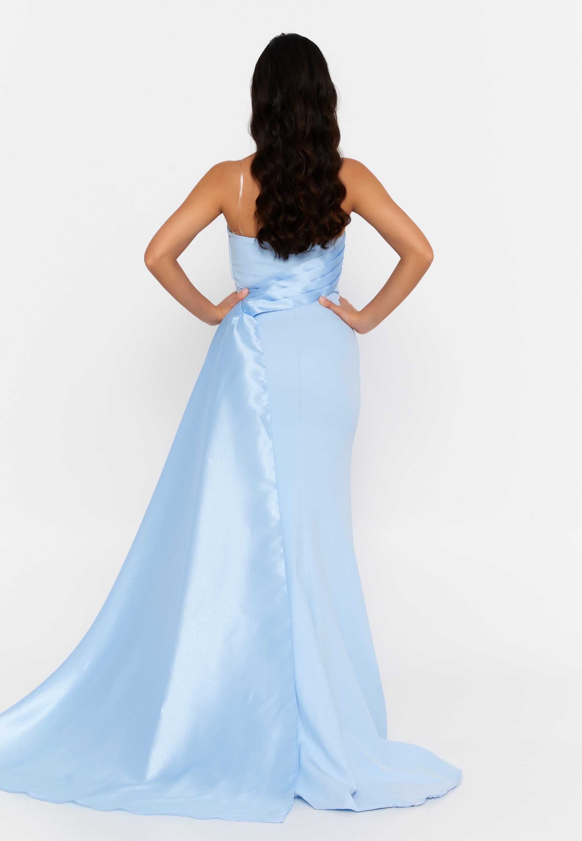 Strapless Maxi Crepe Mermaid Regular Wedding Guest Dress hot5245 - Wedding Guest Dress - Istanbul Fashion Center
