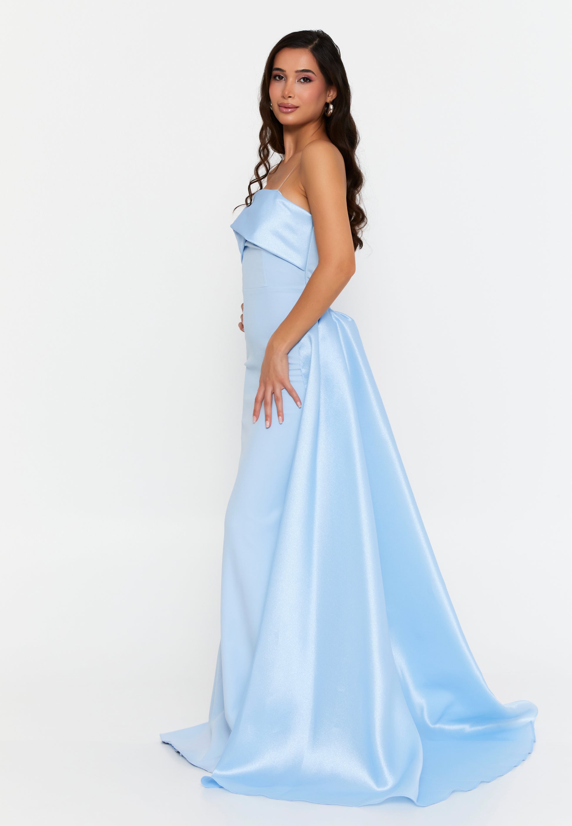 Strapless Maxi Crepe Mermaid Regular Wedding Guest Dress hot5245 - Wedding Guest Dress - Istanbul Fashion Center