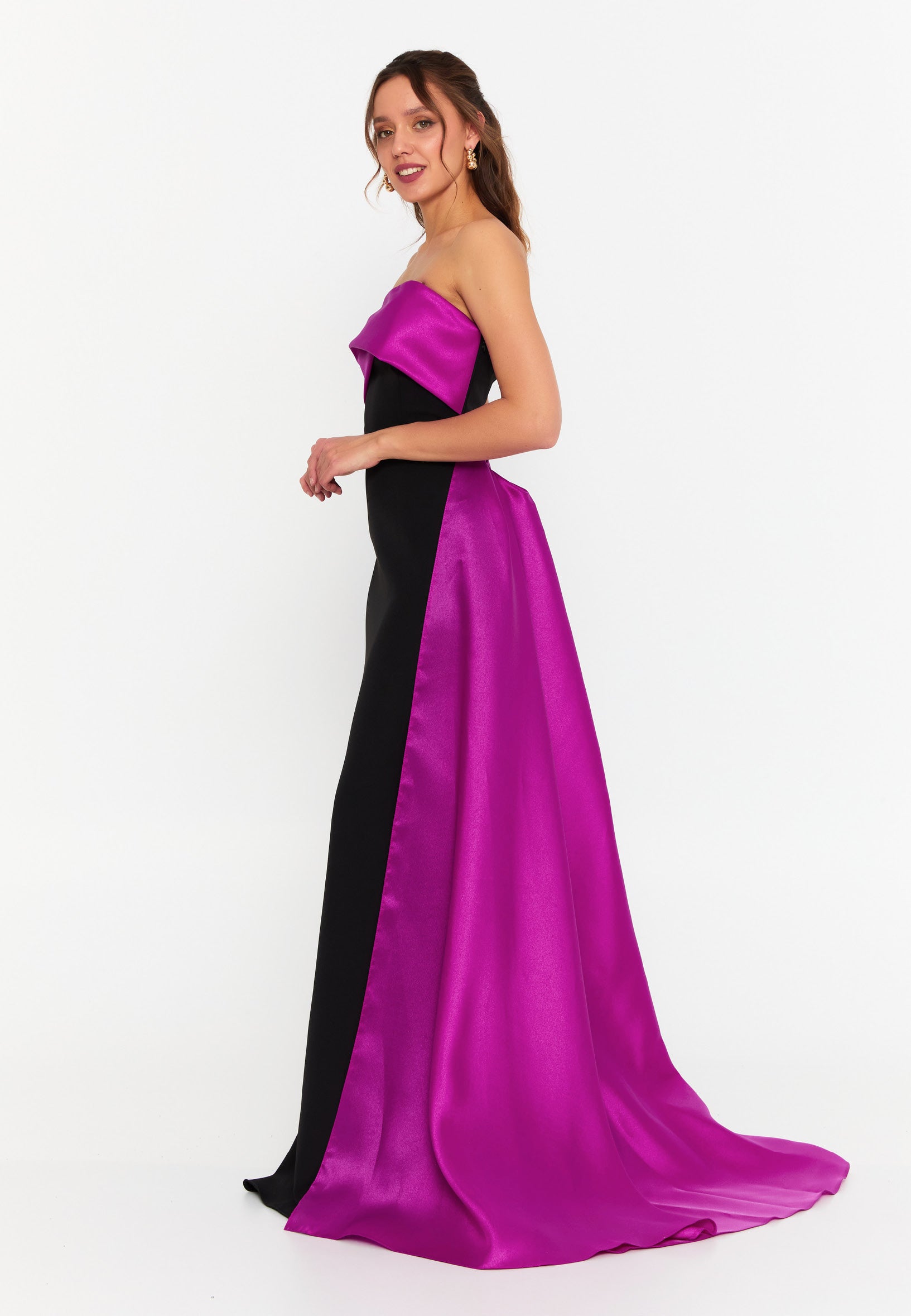 Strapless Maxi Crepe Mermaid Regular Wedding Guest Dress hot5245 - Wedding Guest Dress - Istanbul Fashion Center