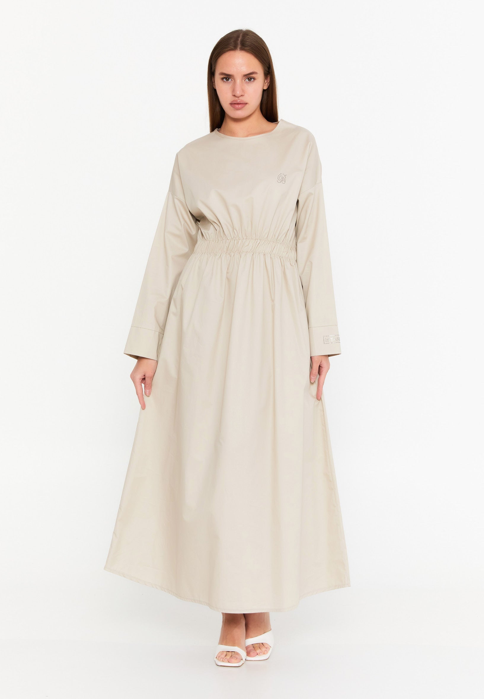 Long Sleeve Midi Polyester Column Regular Casual Dress brn25k0928 - Casual Dress - Istanbul Fashion Center