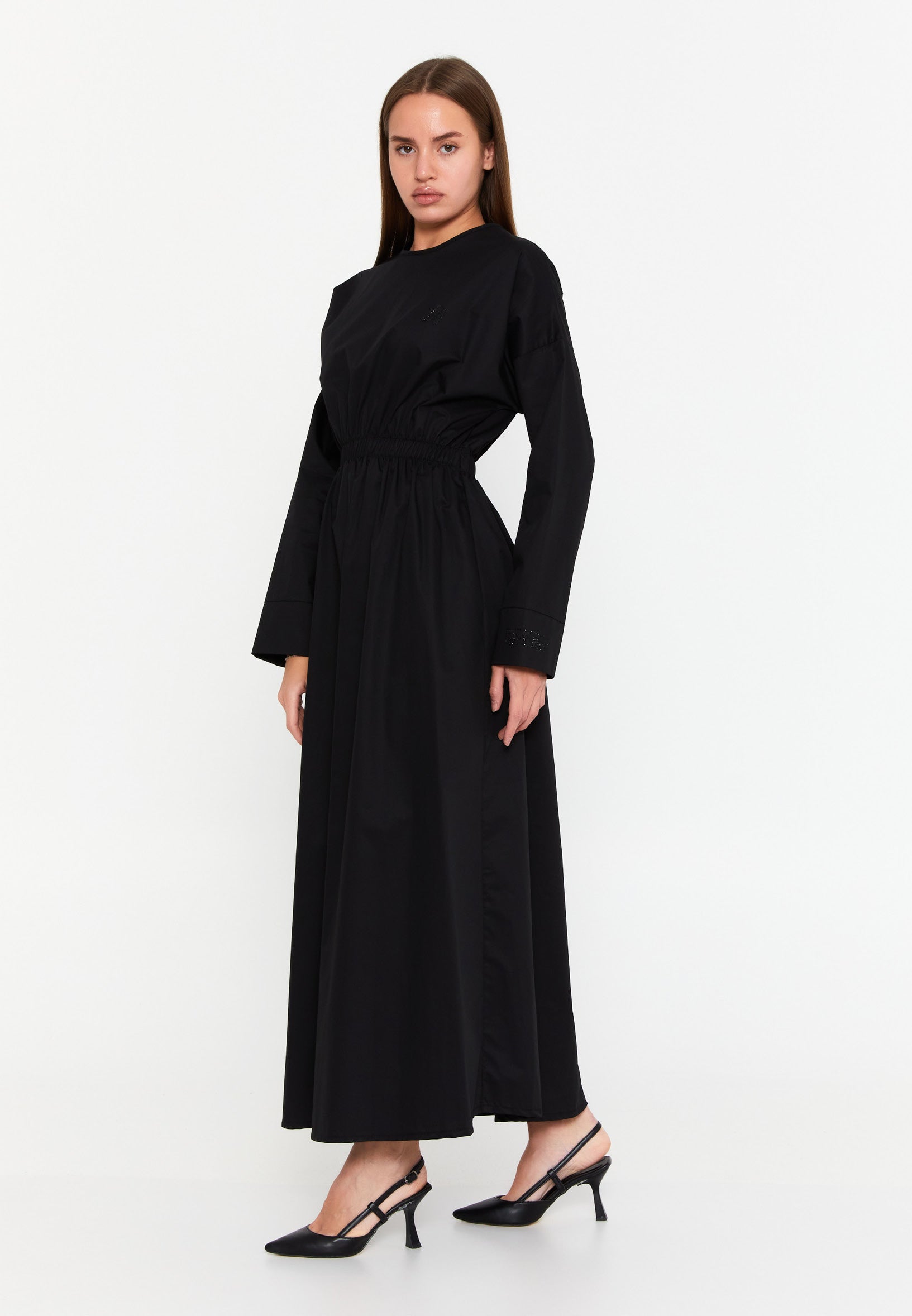 Long Sleeve Midi Polyester Column Regular Casual Dress brn25k0928 - Casual Dress - Istanbul Fashion Center