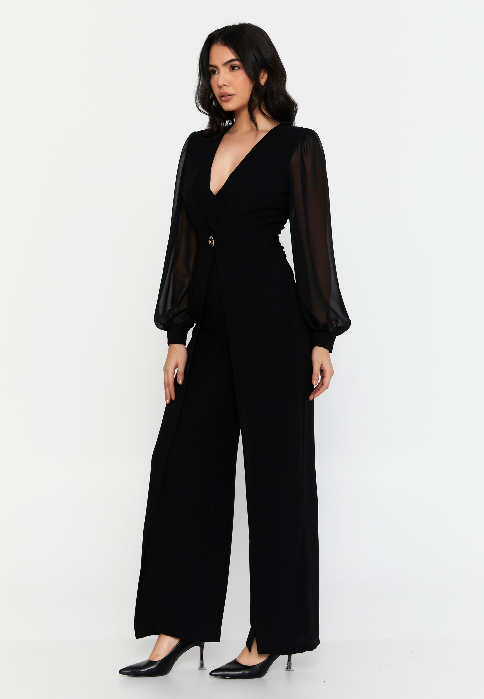 Long Sleeve Solid Color Regular Fit Regular Casual Jumpsuit ris75001 - Casual Jumpsuit - Istanbul Fashion Center