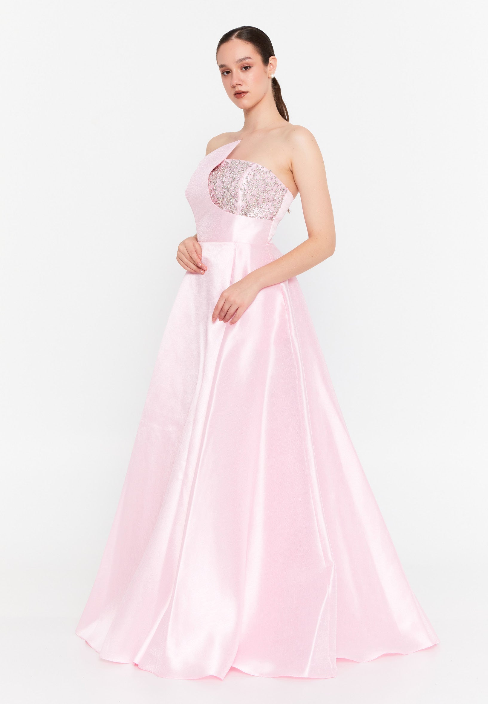 Strapless Maxi Polyester A - Line Regular Prom Dress ins3111 - Prom Dress - Istanbul Fashion Center