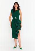 Sleeveless Midi Crepe Column Regular Evening Dress opr2051 - Evening Dress - Istanbul Fashion Center