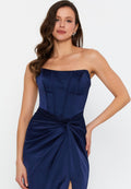 Strapless Maxi Satin Column Regular Wedding Guest Dress drd5062 - Wedding Guest Dress - Istanbul Fashion Center