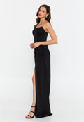 Strapless Maxi Satin Column Regular Wedding Guest Dress drd5062 - Wedding Guest Dress - Istanbul Fashion Center