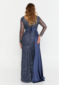 Long Sleeve Maxi Sequin Mermaid Plus Size Wedding Guest Dress viv8182-b - Wedding Guest Dress - Istanbul Fashion Center