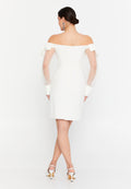 Off Shoulder Mini Viscose Column Regular Evening Dress aln1900 - Evening Dress - Istanbul Fashion Center