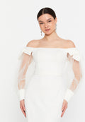 Off Shoulder Mini Viscose Column Regular Evening Dress aln1900 - Evening Dress - Istanbul Fashion Center