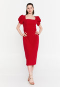 Short Sleeve Midi Viscose Column Regular Evening Dress aln1898 - Evening Dress - Istanbul Fashion Center