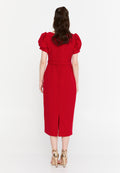 Short Sleeve Midi Viscose Column Regular Evening Dress aln1898 - Evening Dress - Istanbul Fashion Center