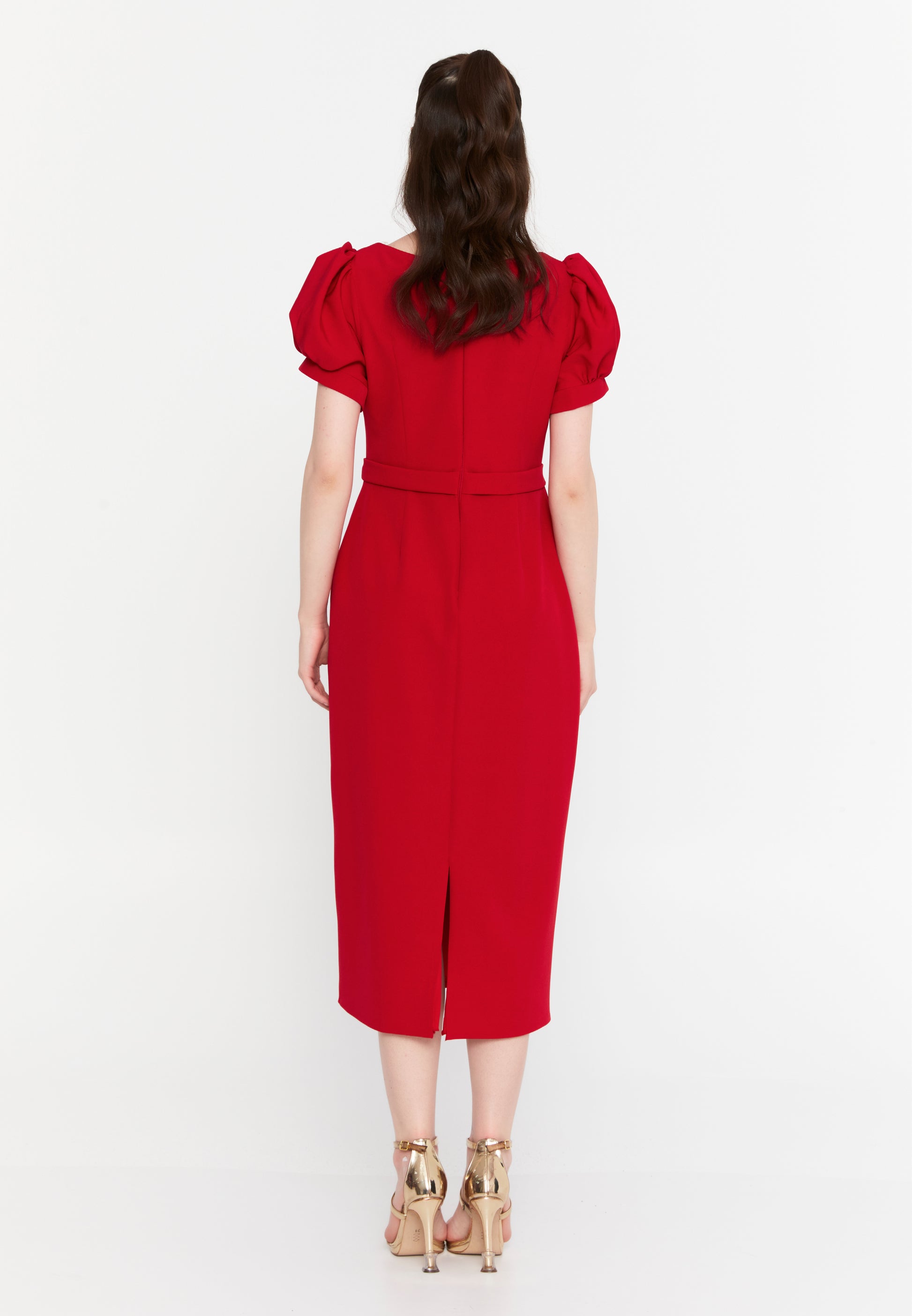Short Sleeve Midi Viscose Column Regular Evening Dress aln1898 - Evening Dress - Istanbul Fashion Center
