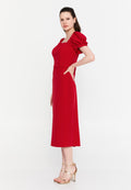 Short Sleeve Midi Viscose Column Regular Evening Dress aln1898 - Evening Dress - Istanbul Fashion Center