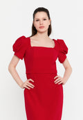 Short Sleeve Midi Viscose Column Regular Evening Dress aln1898 - Evening Dress - Istanbul Fashion Center