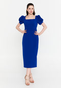 Short Sleeve Midi Viscose Column Regular Evening Dress aln1898 - Evening Dress - Istanbul Fashion Center