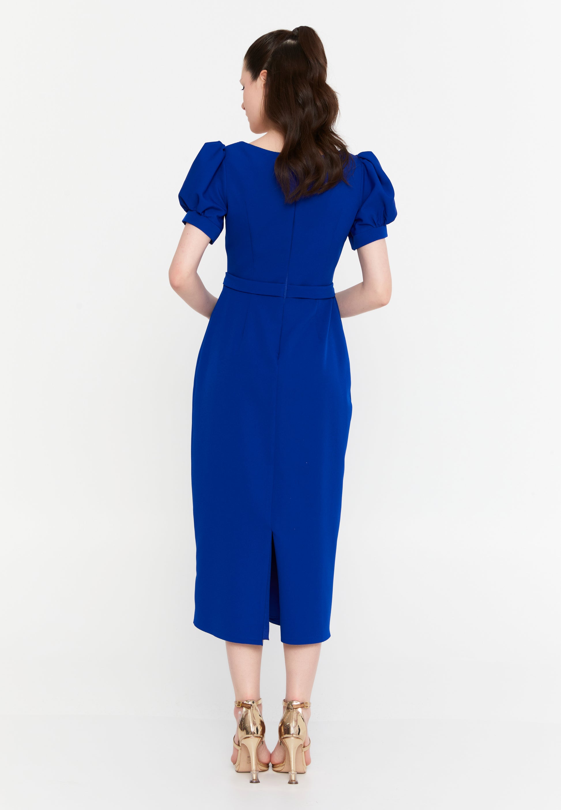 Short Sleeve Midi Viscose Column Regular Evening Dress aln1898 - Evening Dress - Istanbul Fashion Center