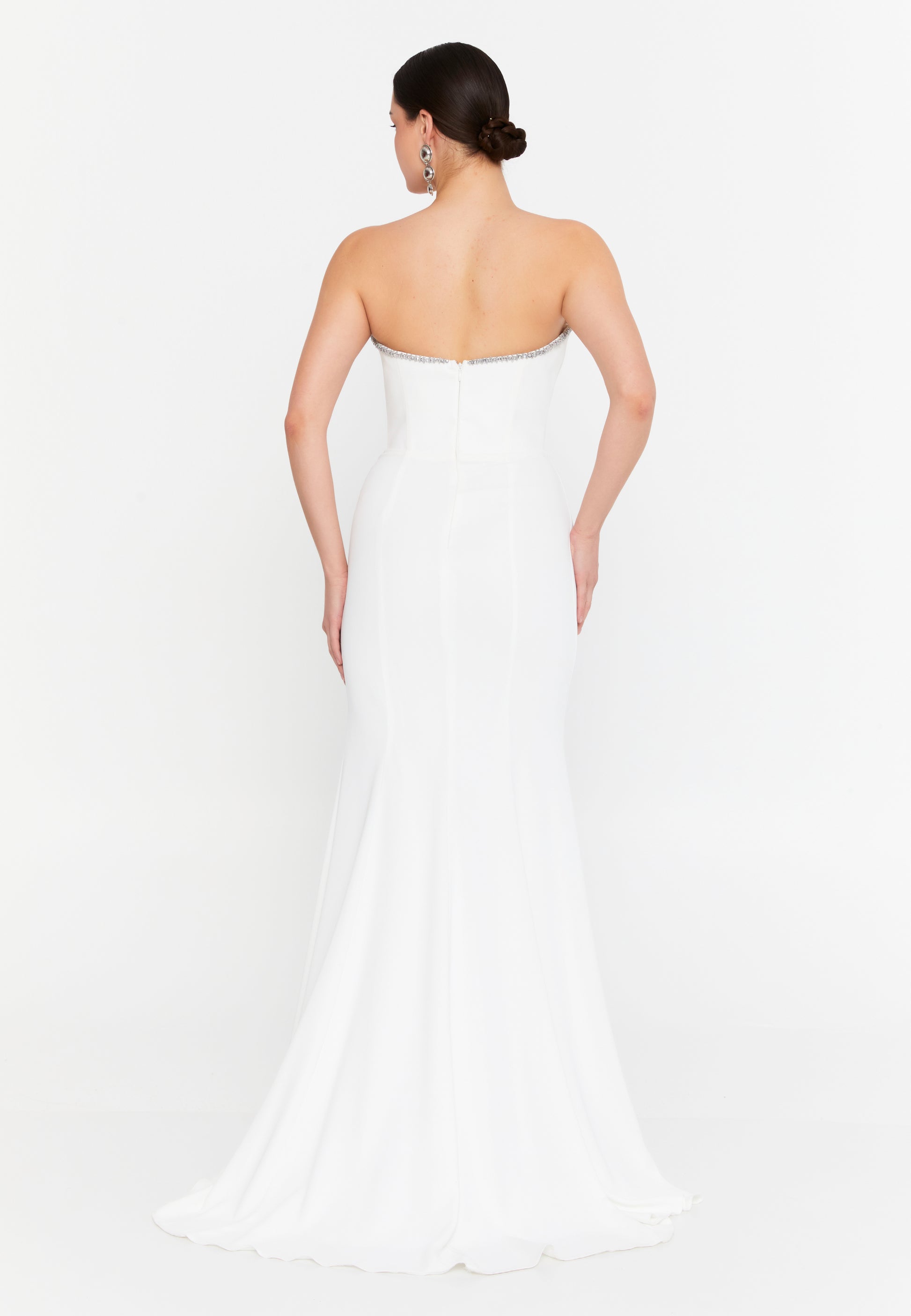 Strapless Maxi Viscose Mermaid Regular Wedding Guest Dress aln1840 - Wedding Guest Dress - Istanbul Fashion Center