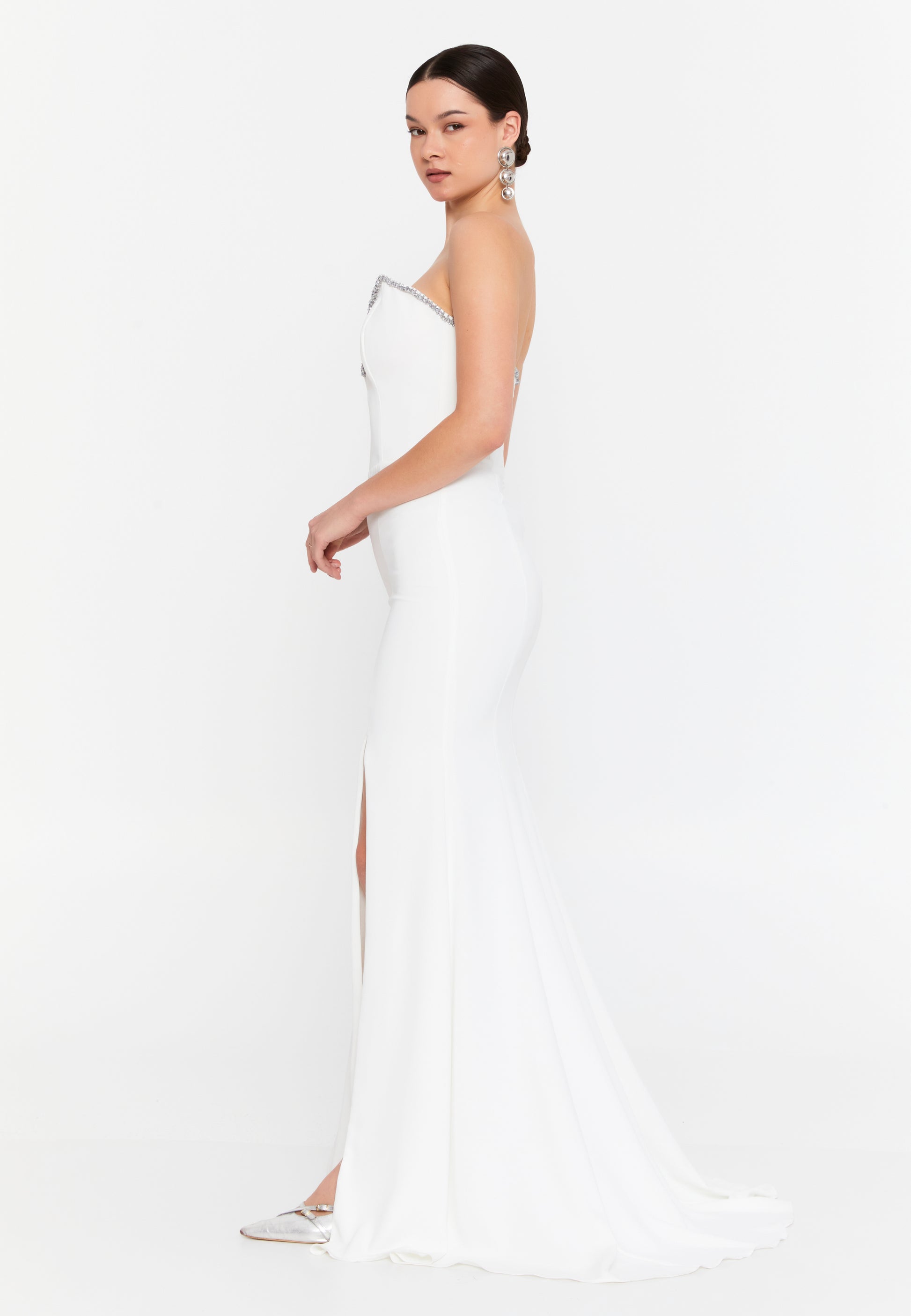 Strapless Maxi Viscose Mermaid Regular Wedding Guest Dress aln1840 - Wedding Guest Dress - Istanbul Fashion Center