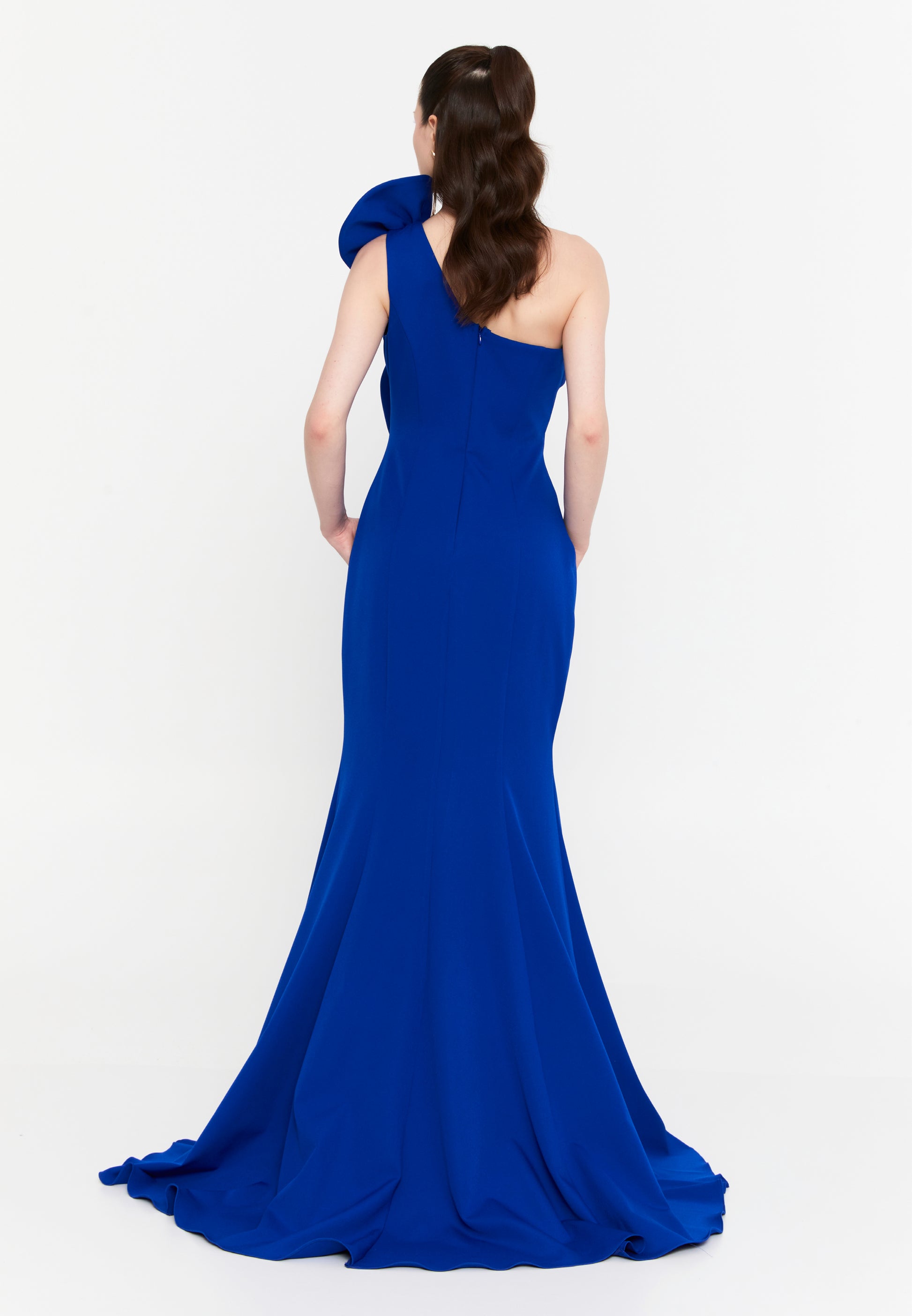 One Shoulder Maxi Viscose Mermaid Regular Wedding Guest Dress aln1892 - Wedding Guest Dress - Istanbul Fashion Center