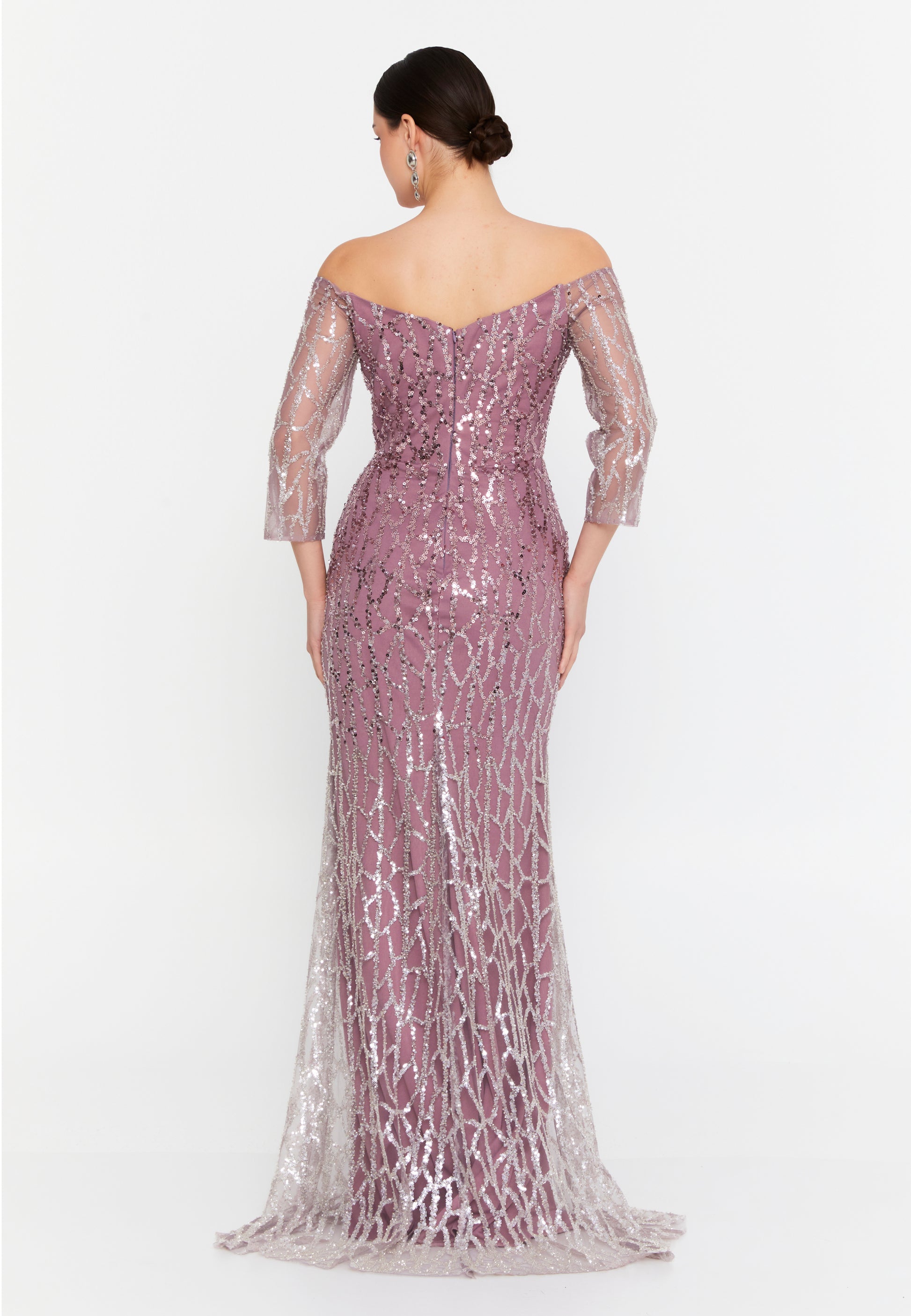 Off Shoulder Maxi Tulle Mermaid Plus Size Wedding Guest Dress aln01852 - Wedding Guest Dress - Istanbul Fashion Center