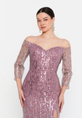 Off Shoulder Maxi Tulle Mermaid Plus Size Wedding Guest Dress aln01852 - Wedding Guest Dress - Istanbul Fashion Center