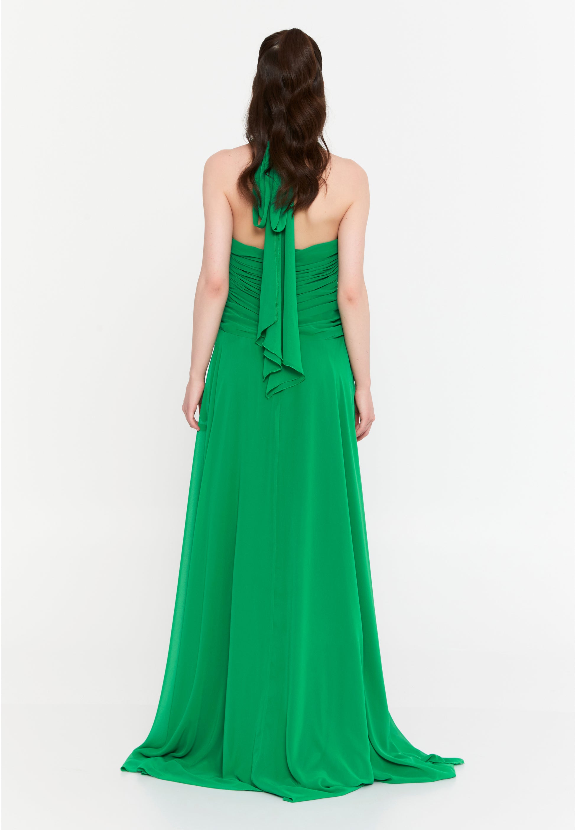 Sleeveless Maxi Chiffon Column Regular Wedding Guest Dress aln1914 - Wedding Guest Dress - Istanbul Fashion Center