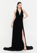 Sleeveless Maxi Chiffon Column Regular Wedding Guest Dress aln1914 - Wedding Guest Dress - Istanbul Fashion Center