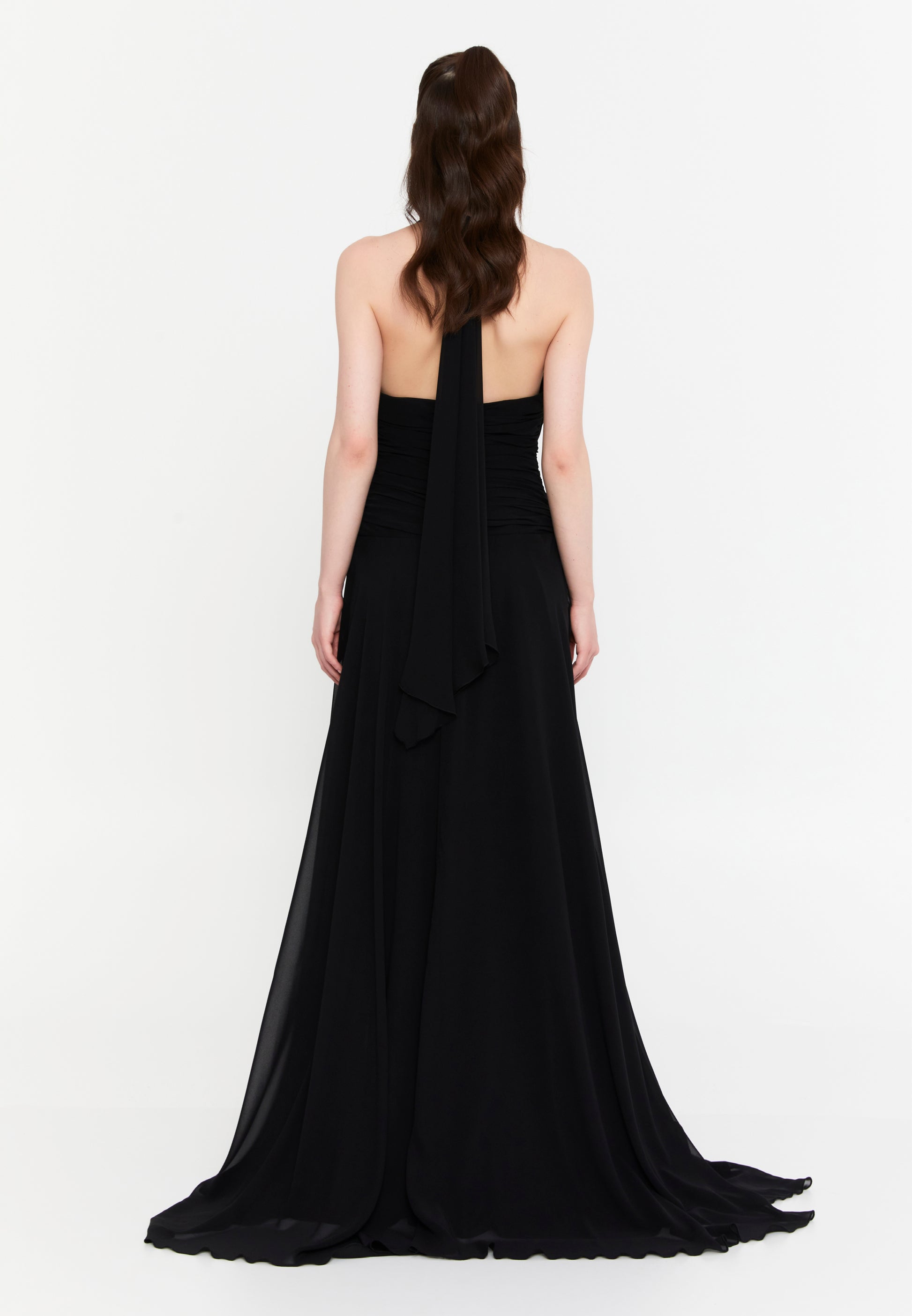 Sleeveless Maxi Chiffon Column Regular Wedding Guest Dress aln1914 - Wedding Guest Dress - Istanbul Fashion Center