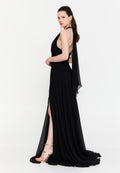 Sleeveless Maxi Chiffon Column Regular Wedding Guest Dress aln1914 - Wedding Guest Dress - Istanbul Fashion Center
