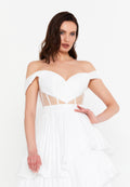 Off Shoulder Maxi Polyester A - Line Regular Prom Dress aln1855 - Prom Dress - Istanbul Fashion Center