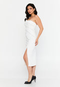 One Shoulder Midi Viscose Column Regular Evening Dress aln1812 - Evening Dress - Istanbul Fashion Center