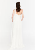 One Shoulder Maxi Chiffon Column Regular Wedding Guest Dress aln1824 - Wedding Guest Dress - Istanbul Fashion Center