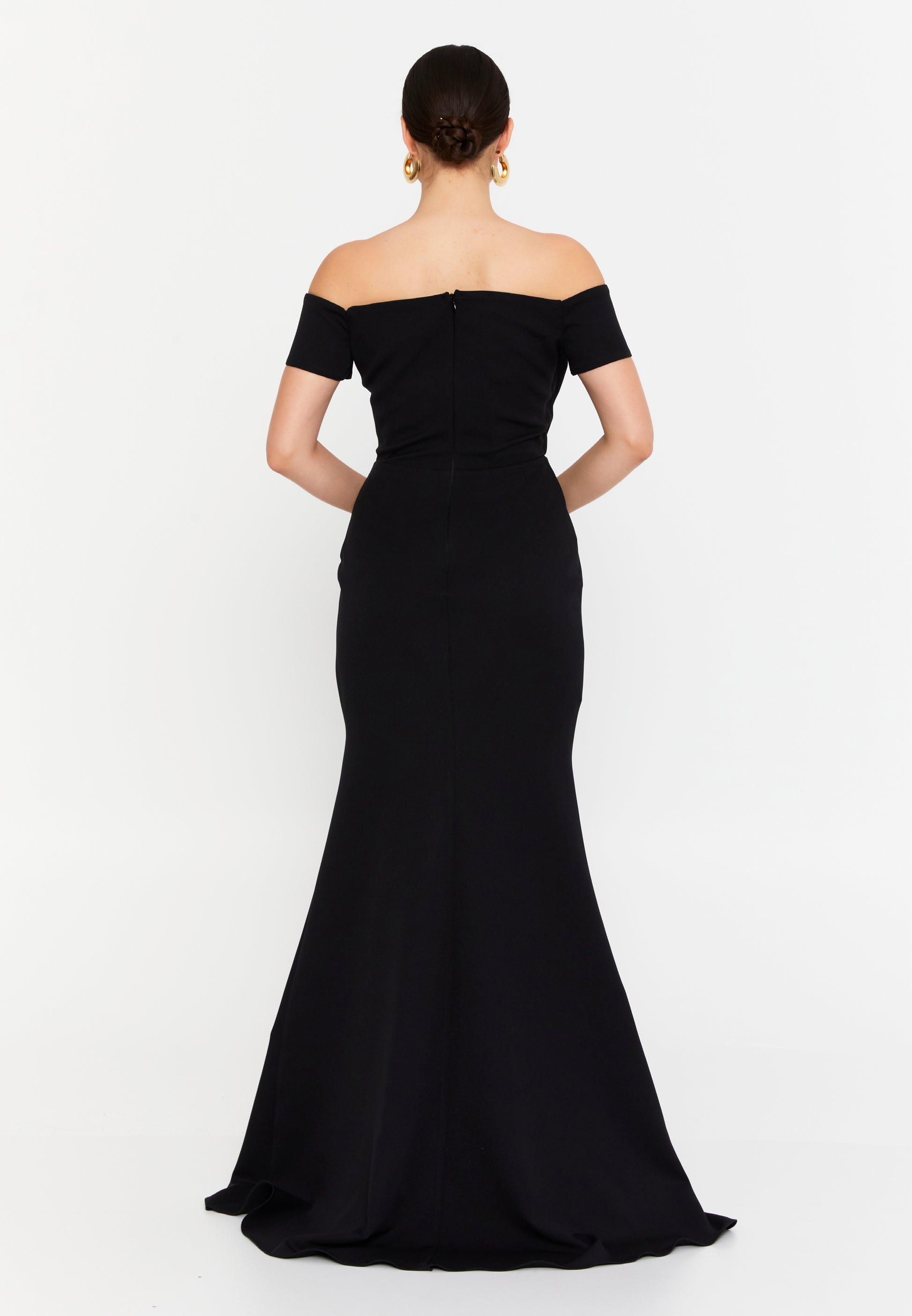 Off Shoulder Maxi Viscose Mermaid Regular Wedding Guest Dress aln1901 - Wedding Guest Dress - Istanbul Fashion Center
