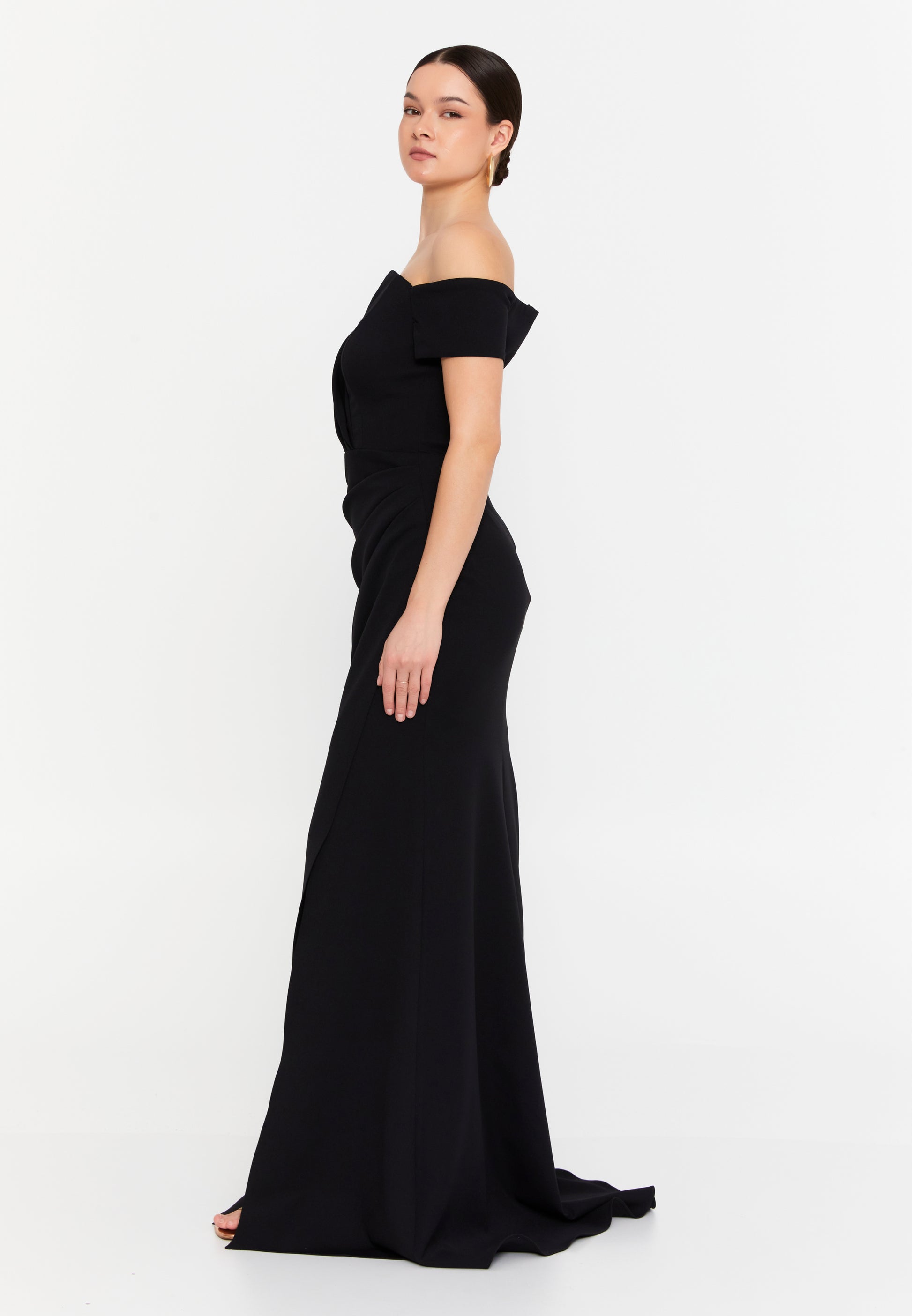 Off Shoulder Maxi Viscose Mermaid Regular Wedding Guest Dress aln1901 - Wedding Guest Dress - Istanbul Fashion Center