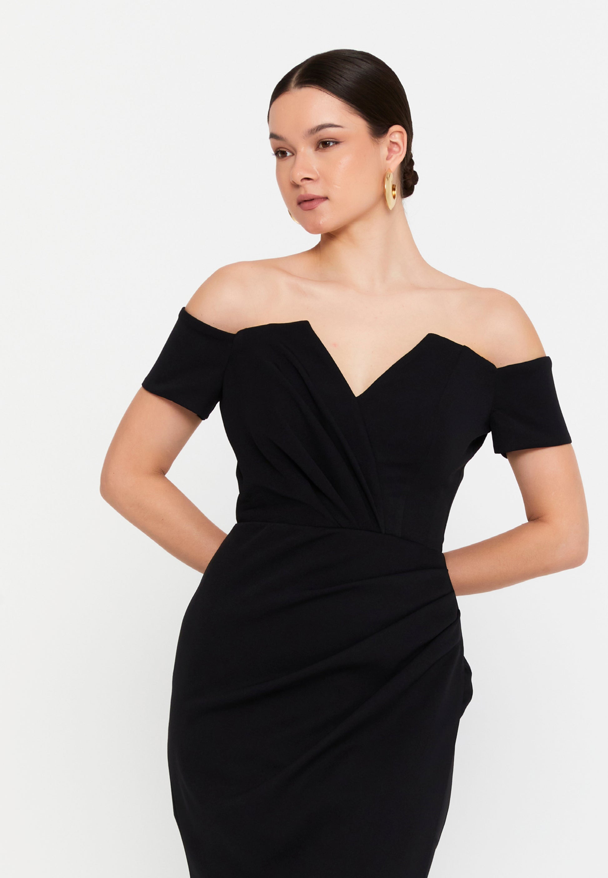 Off Shoulder Maxi Viscose Mermaid Regular Wedding Guest Dress aln1901 - Wedding Guest Dress - Istanbul Fashion Center