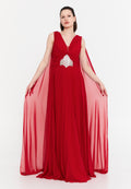 Sleeveless Maxi Chiffon Column Plus Size Wedding Guest Dress aln01911 - Wedding Guest Dress - Istanbul Fashion Center