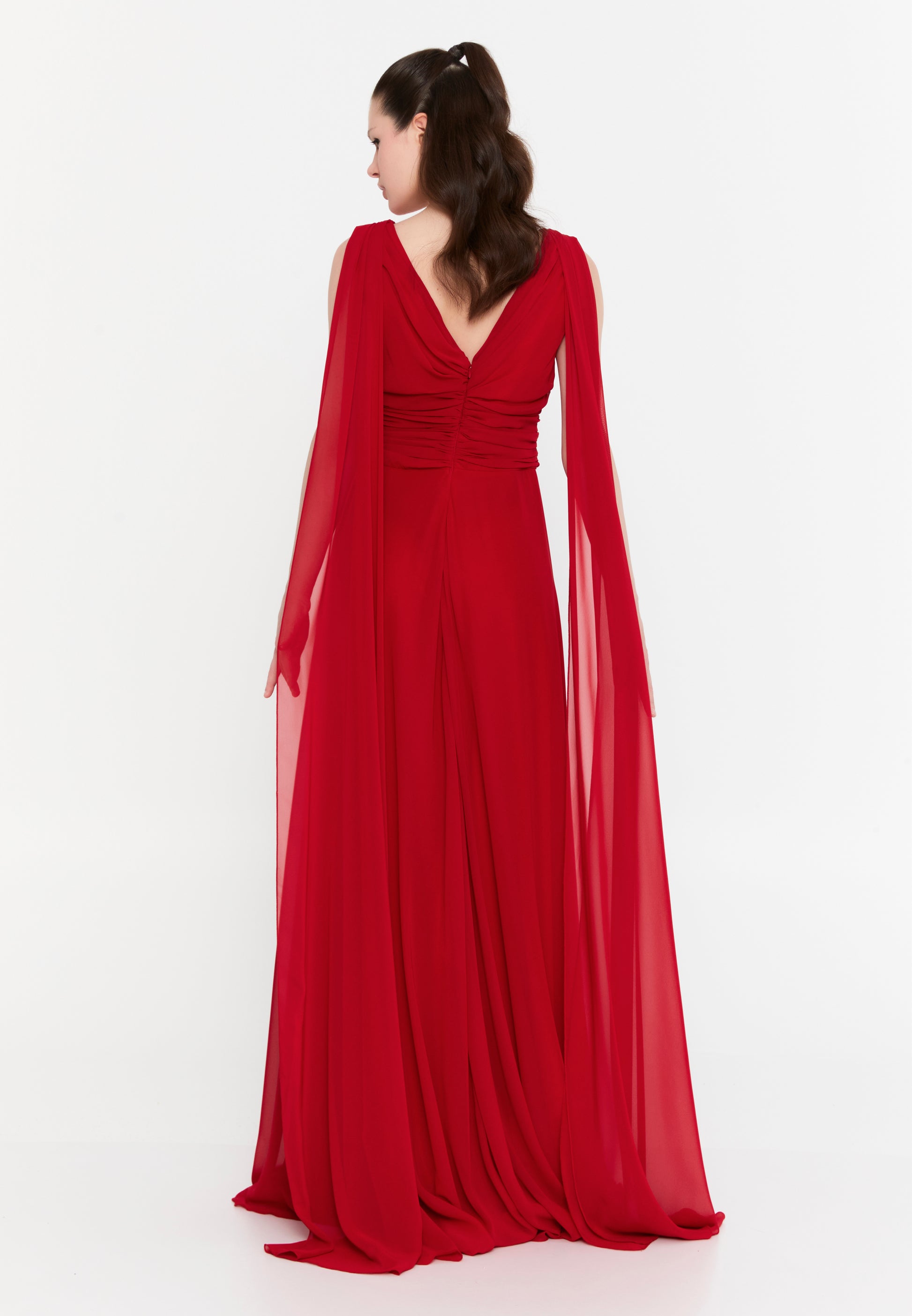 Sleeveless Maxi Chiffon Column Plus Size Wedding Guest Dress aln01911 - Wedding Guest Dress - Istanbul Fashion Center