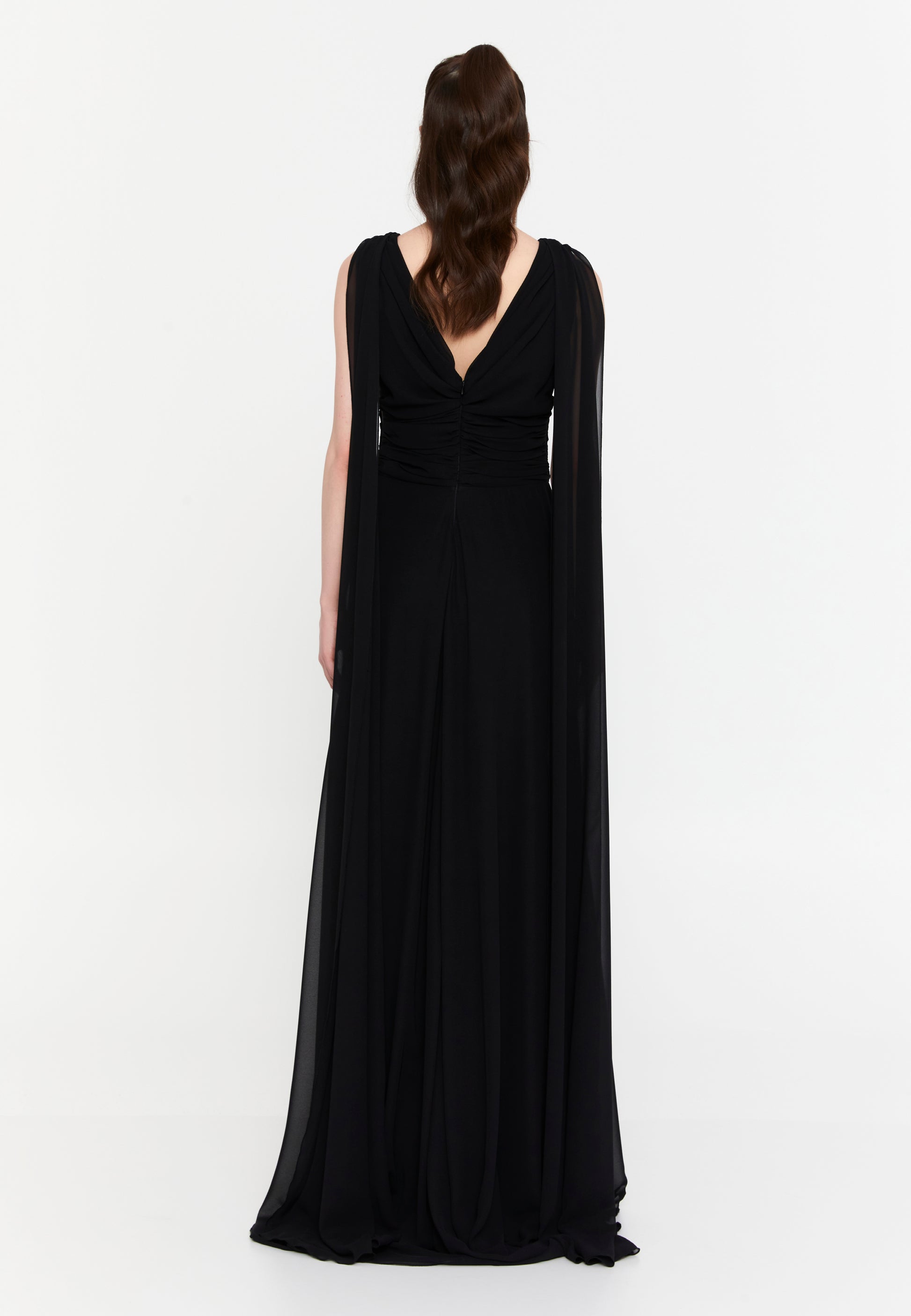 Sleeveless Maxi Chiffon Column Plus Size Wedding Guest Dress aln01911 - Wedding Guest Dress - Istanbul Fashion Center
