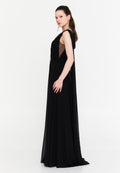 Sleeveless Maxi Chiffon Column Plus Size Wedding Guest Dress aln01911 - Wedding Guest Dress - Istanbul Fashion Center