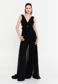 Sleeveless Maxi Chiffon Column Regular Wedding Guest Dress aln1910 - Wedding Guest Dress - Istanbul Fashion Center