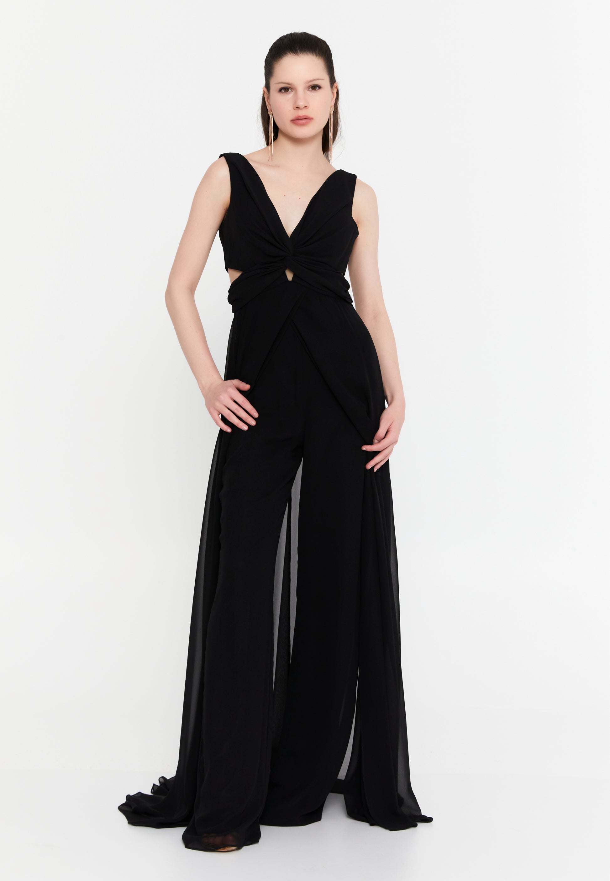Sleeveless Maxi Chiffon Column Regular Wedding Guest Dress aln1910 - Wedding Guest Dress - Istanbul Fashion Center