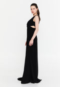 Sleeveless Maxi Chiffon Column Regular Wedding Guest Dress aln1910 - Wedding Guest Dress - Istanbul Fashion Center