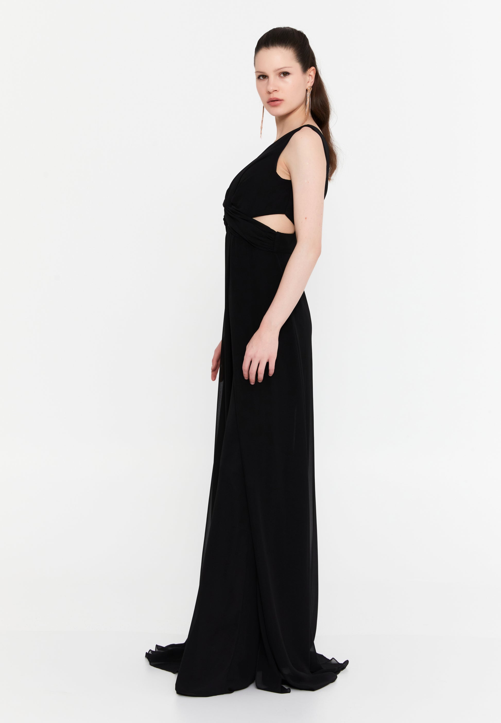 Sleeveless Maxi Chiffon Column Regular Wedding Guest Dress aln1910 - Wedding Guest Dress - Istanbul Fashion Center