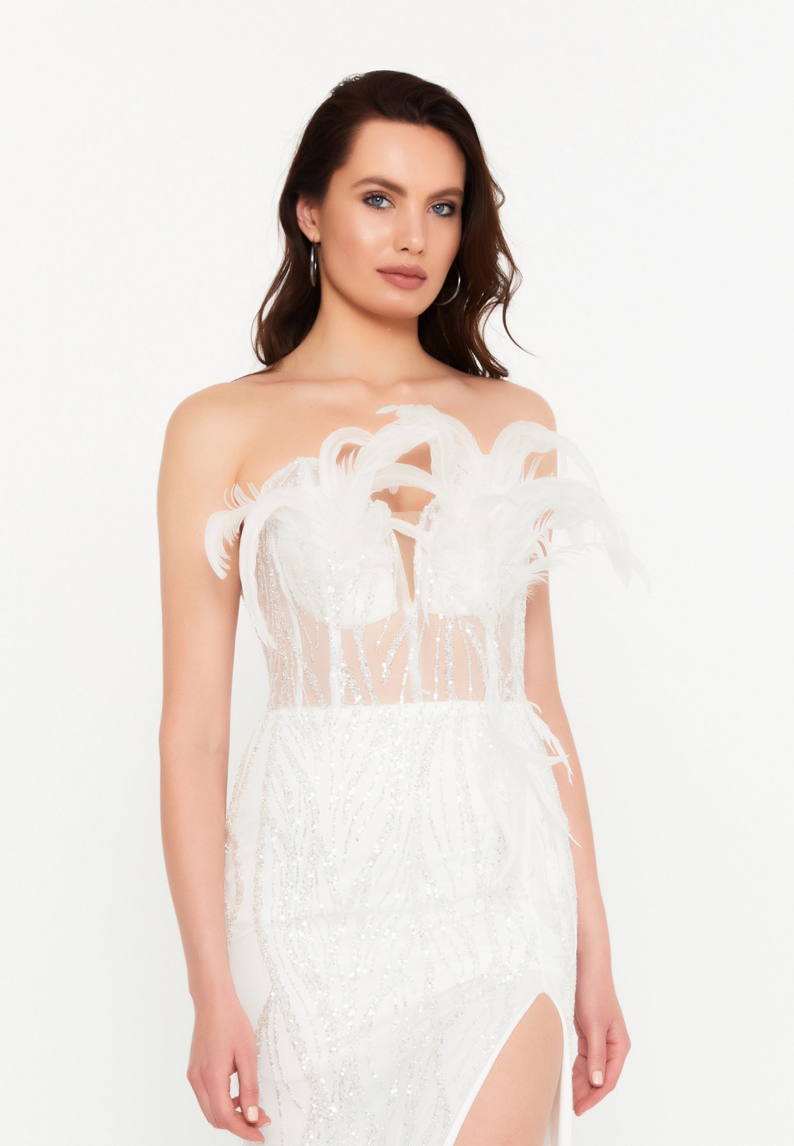 Strapless Maxi Tulle Mermaid Regular Wedding Guest Dress aln1864 - Wedding Guest Dress - Istanbul Fashion Center